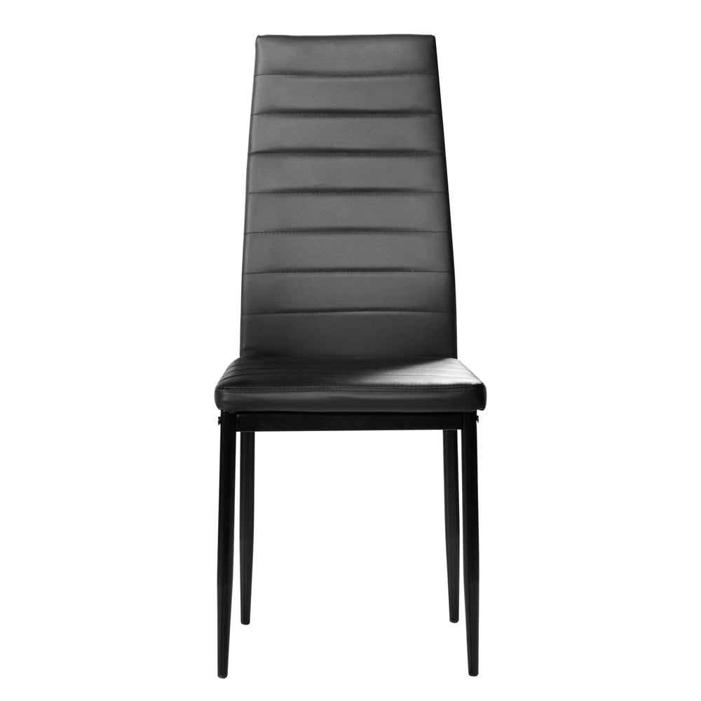 HAOYYE 6pcs Elegant Dining Chairs Set with Stripping Texture Upholstery and High Backrest Modern Assembled Black Chairs for Kitchen Dining Room Living Room
