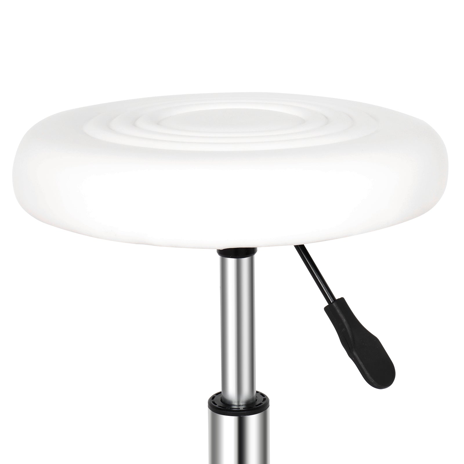 HAOYYE Round Backless Bar Stool with Textured Seat Lines 360 Degree Swivel Modern Adjustable Height White Rotation Stool for Salon Home Office Kitchen Living Room