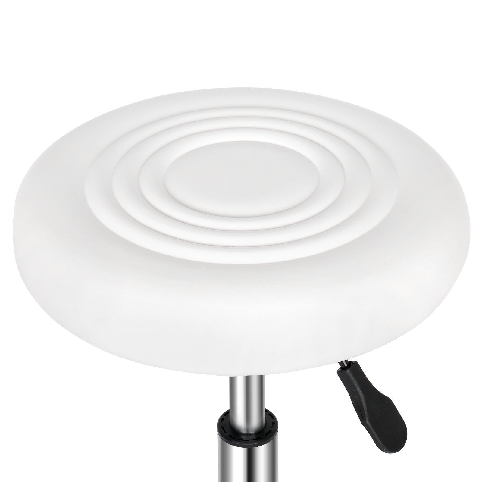 HAOYYE Round Backless Bar Stool with Textured Seat Lines 360 Degree Swivel Modern Adjustable Height White Rotation Stool for Salon Home Office Kitchen Living Room