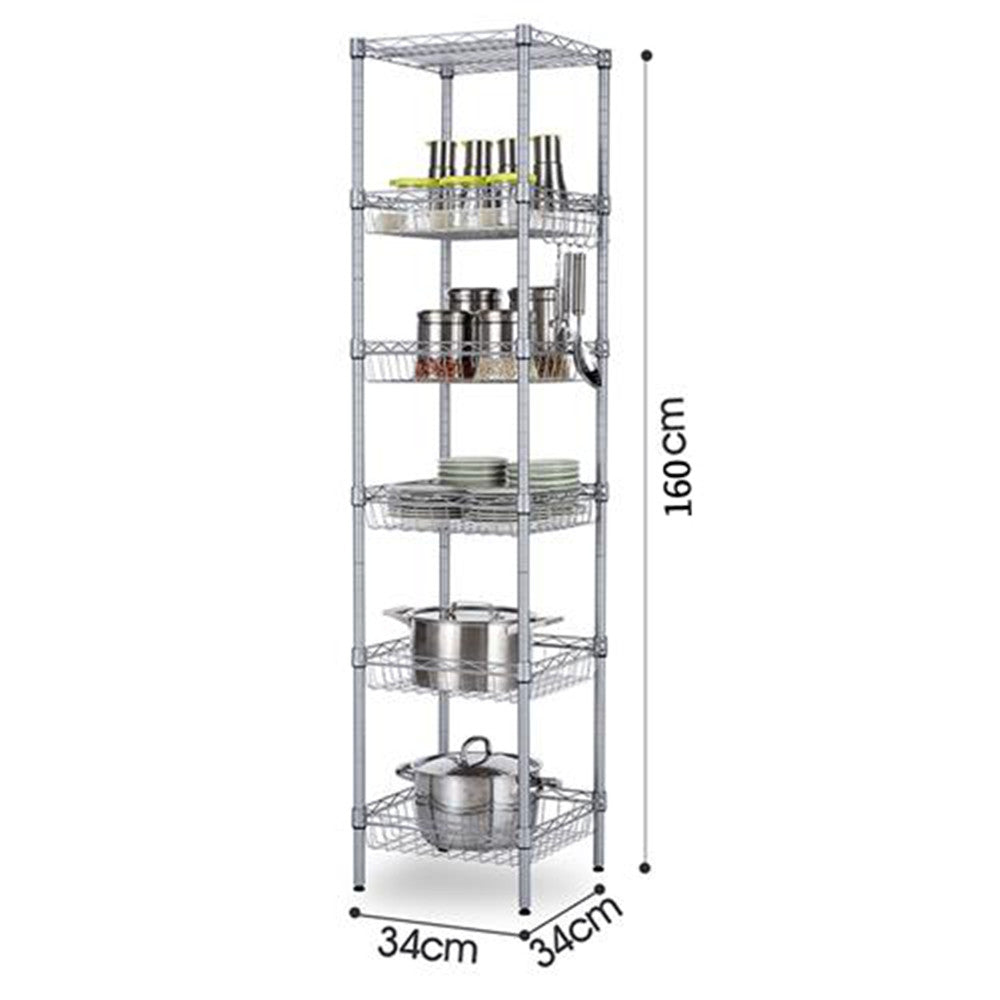 HAOYYE Concise 6-Layer Carbon Steel & PP Storage Rack, Silver Gray, Adjustable Height, Anti-Rust Mesh Design, Soft Cozy Warm Flannel Fleece, Premium Quality, Luxury Comfortable Unique Design for Home, Kitchen, Bathroom, Office Organization