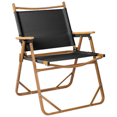 HAOYYE Large Camping Chair Black Aluminum Frame Oxford Fabric with Imitation Wood Grain Spray Paint Foldable Outdoor Chair Supports up to 100kg for Picnic Travel Beach Patio Relaxing