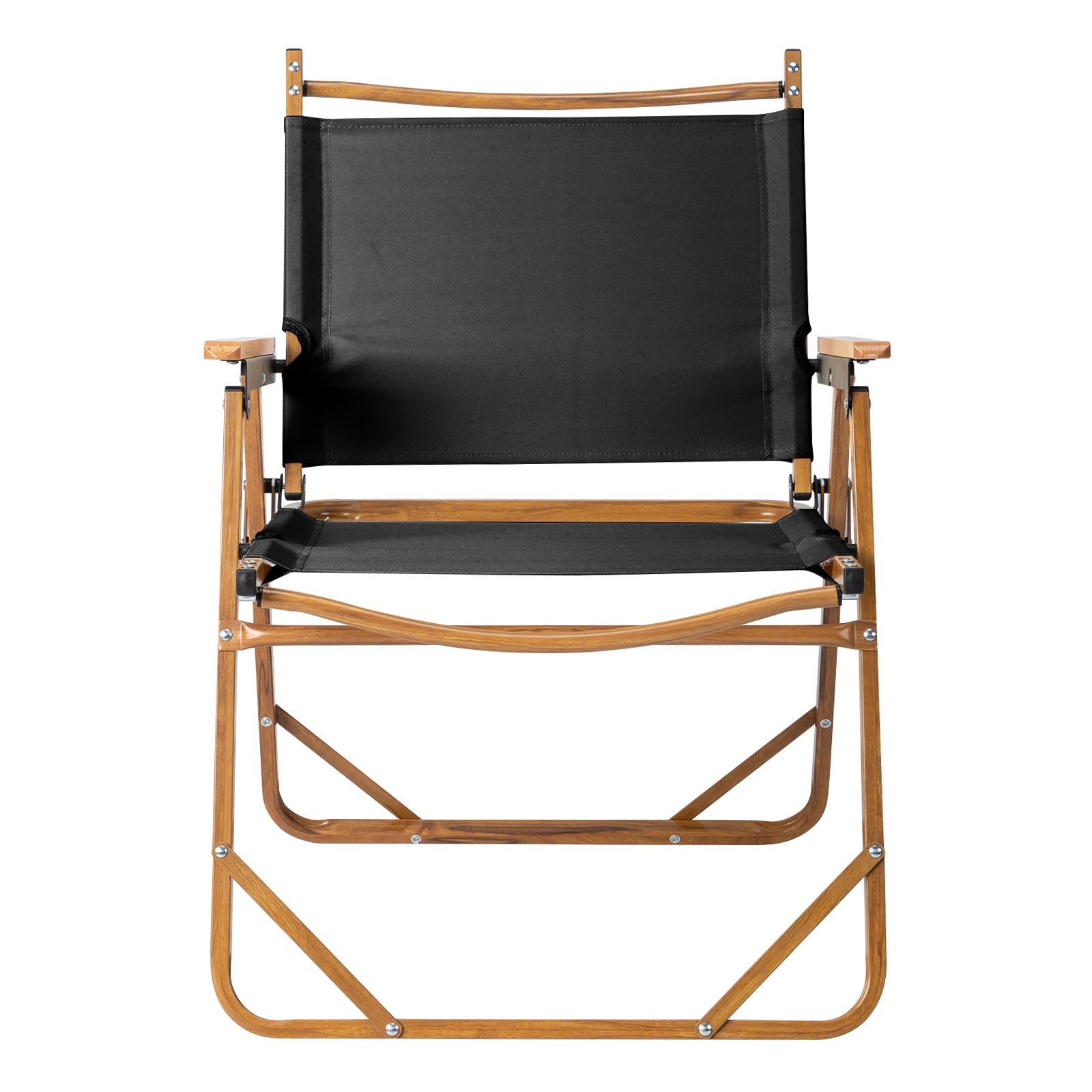 HAOYYE Large Camping Chair Black Aluminum Frame Oxford Fabric with Imitation Wood Grain Spray Paint Foldable Outdoor Chair Supports up to 100kg for Picnic Travel Beach Patio Relaxing