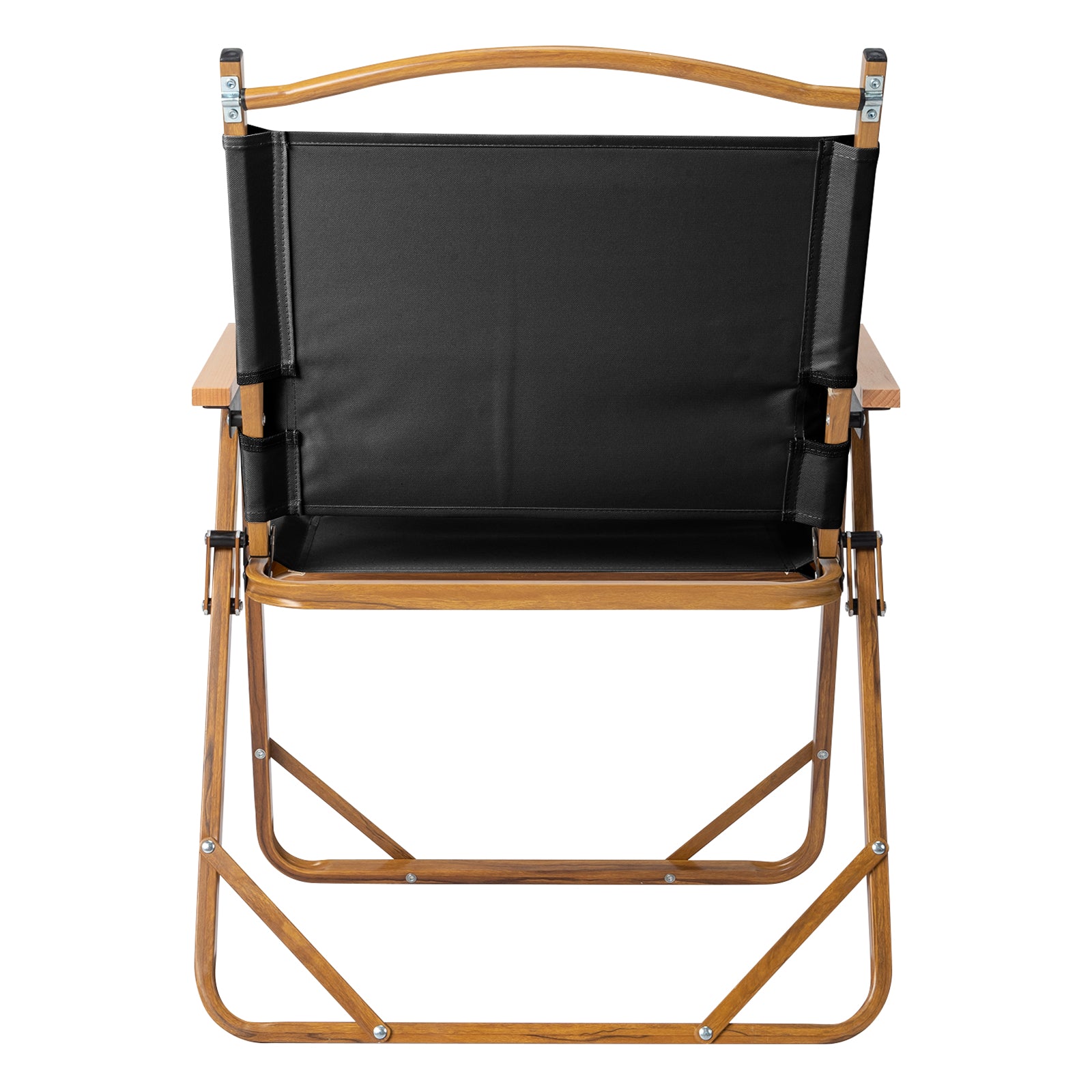 HAOYYE Large Camping Chair Black Aluminum Frame Oxford Fabric with Imitation Wood Grain Spray Paint Foldable Outdoor Chair Supports up to 100kg for Picnic Travel Beach Patio Relaxing