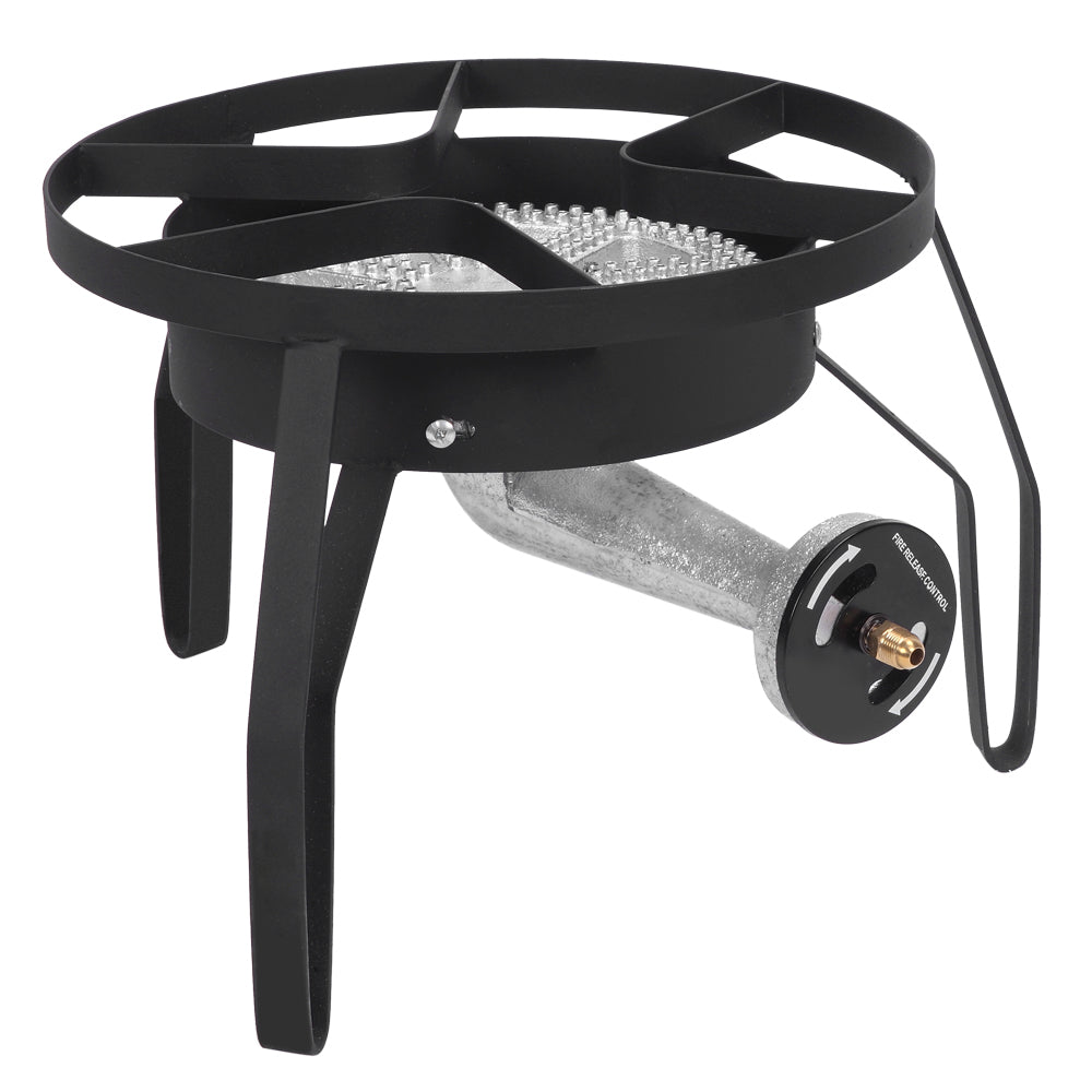 HAOYYE Outdoor Propane Round Furnace with 20000 BTU Output High Heat Burner Head 26cm Diameter Includes 1.2m Leather Hose and 0 to 20PSI Adjustable High Pressure Valve for Camping Cooking Grilling