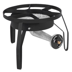 HAOYYE Outdoor Propane Round Furnace with 20000 BTU Output High Heat Burner Head 26cm Diameter Includes 1.2m Leather Hose and 0 to 20PSI Adjustable High Pressure Valve for Camping Cooking Grilling