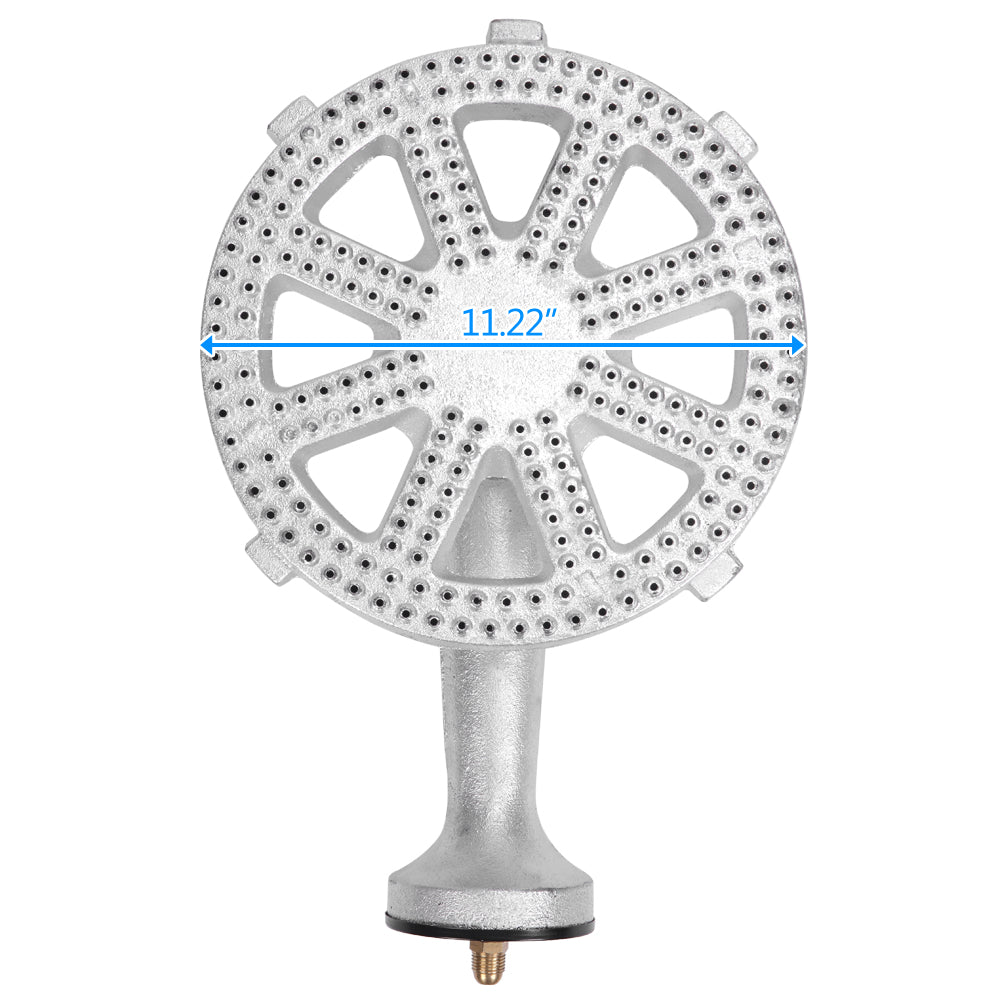 HAOYYE Outdoor Propane Round Furnace with 20000 BTU Output High Heat Burner Head 26cm Diameter Includes 1.2m Leather Hose and 0 to 20PSI Adjustable High Pressure Valve for Camping Cooking Grilling