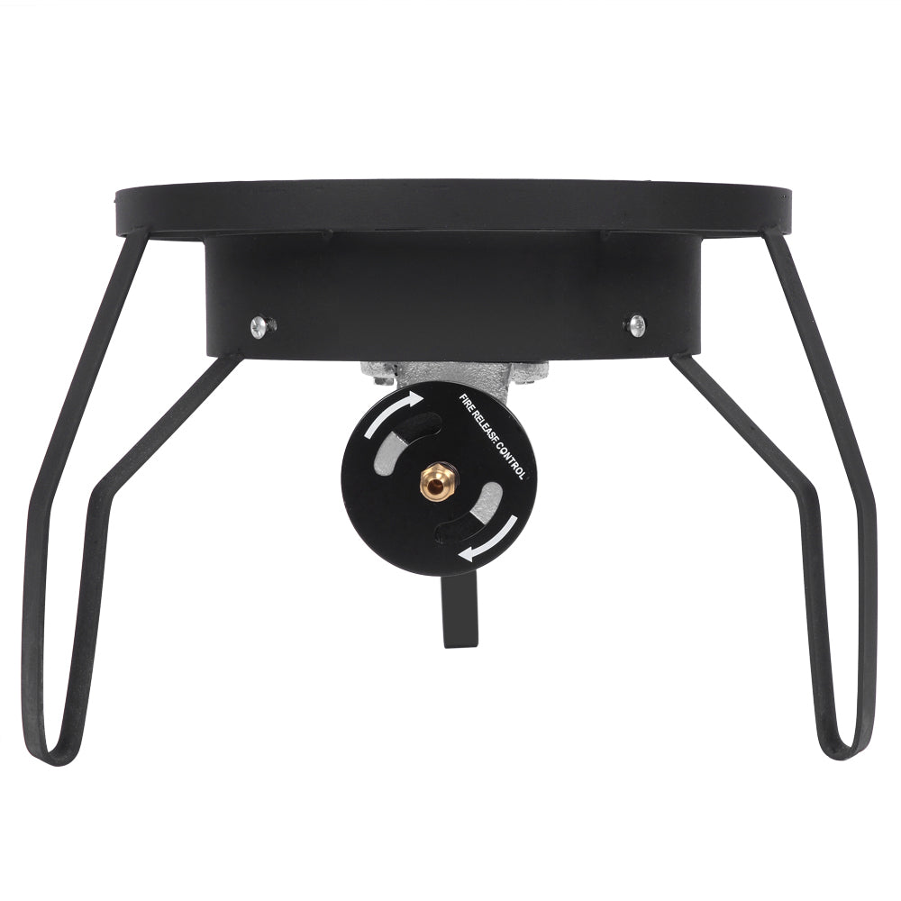 HAOYYE Outdoor Propane Round Furnace with 20000 BTU Output High Heat Burner Head 26cm Diameter Includes 1.2m Leather Hose and 0 to 20PSI Adjustable High Pressure Valve for Camping Cooking Grilling