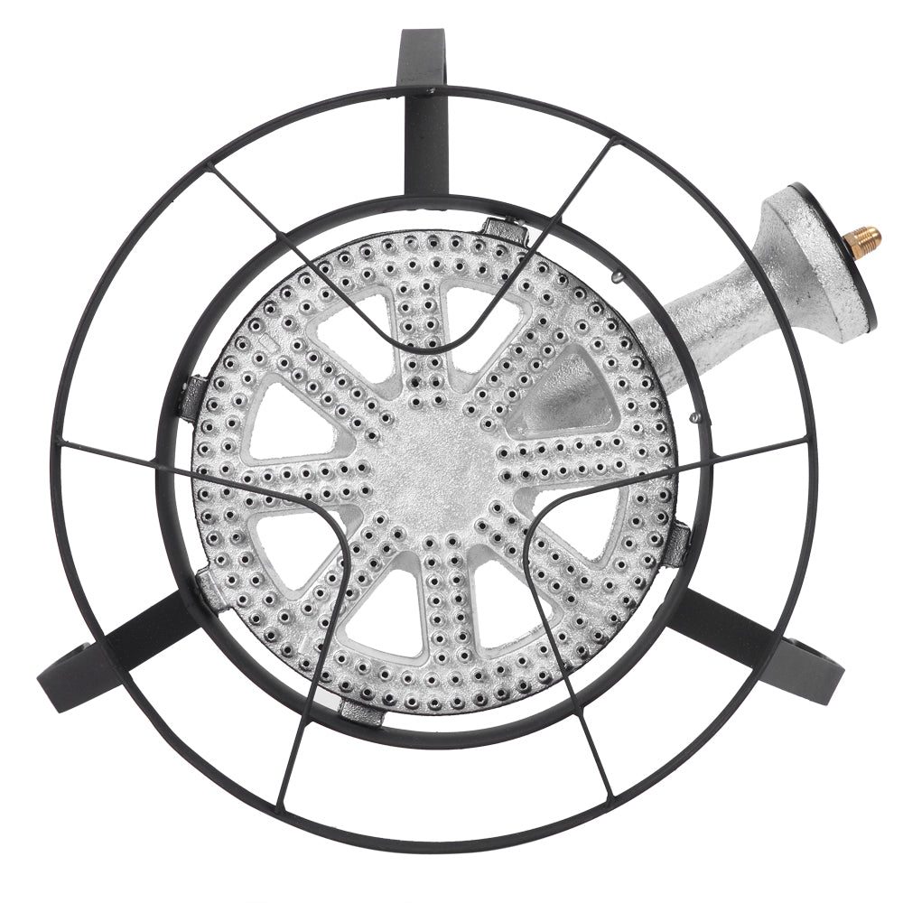 HAOYYE Outdoor Propane Round Furnace with 20000 BTU Output High Heat Burner Head 26cm Diameter Includes 1.2m Leather Hose and 0 to 20PSI Adjustable High Pressure Valve for Camping Cooking Grilling