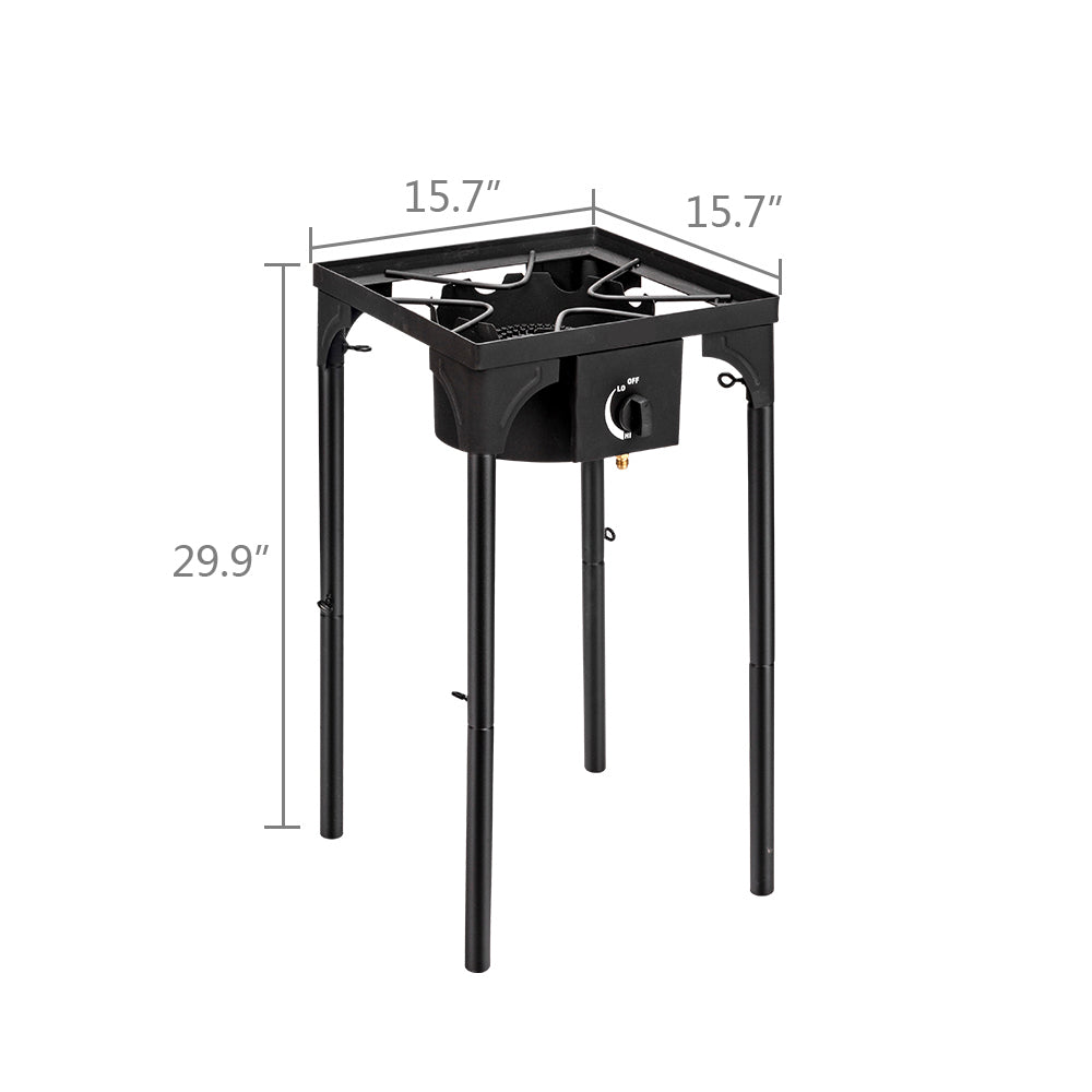HAOYYE High Pressure Single Burner Propane Gas Stove Cast Iron Outdoor Cooker with Adjustable Regulator, Portable Heavy Duty Cooking Burner for Camping Patio Tailgates Home Brewing