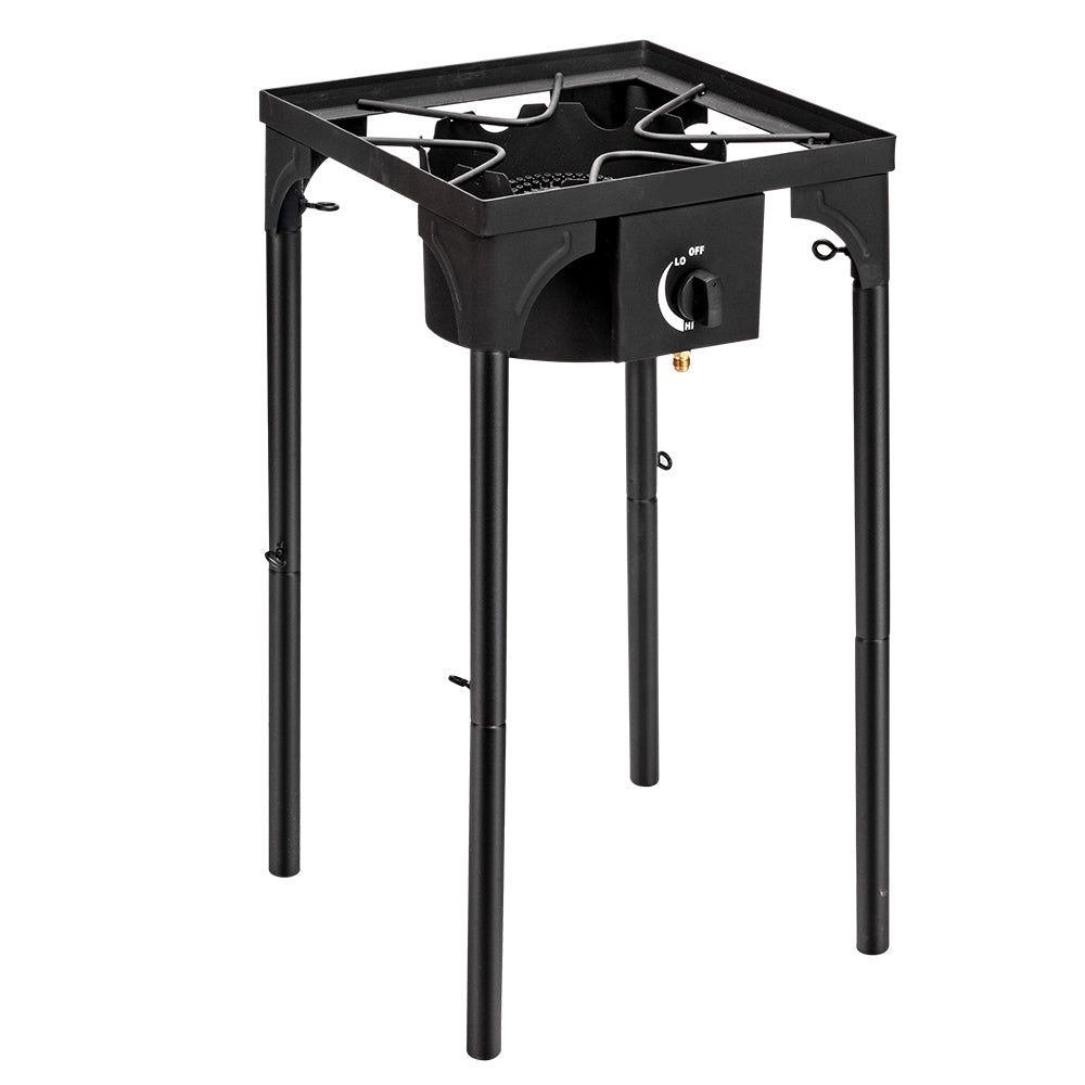 HAOYYE High Pressure Single Burner Propane Gas Stove Cast Iron Outdoor Cooker with Adjustable Regulator, Portable Heavy Duty Cooking Burner for Camping Patio Tailgates Home Brewing
