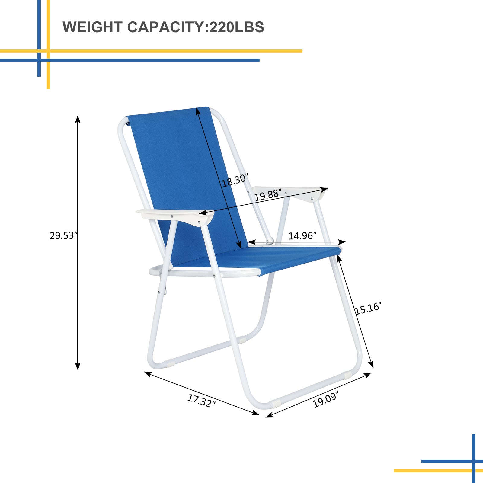 HAOYYE Oxford Cloth Iron Outdoor Beach Chair, Lightweight and Portable Foldable Chair for Beach, Camping, Picnic, and Outdoor Relaxation