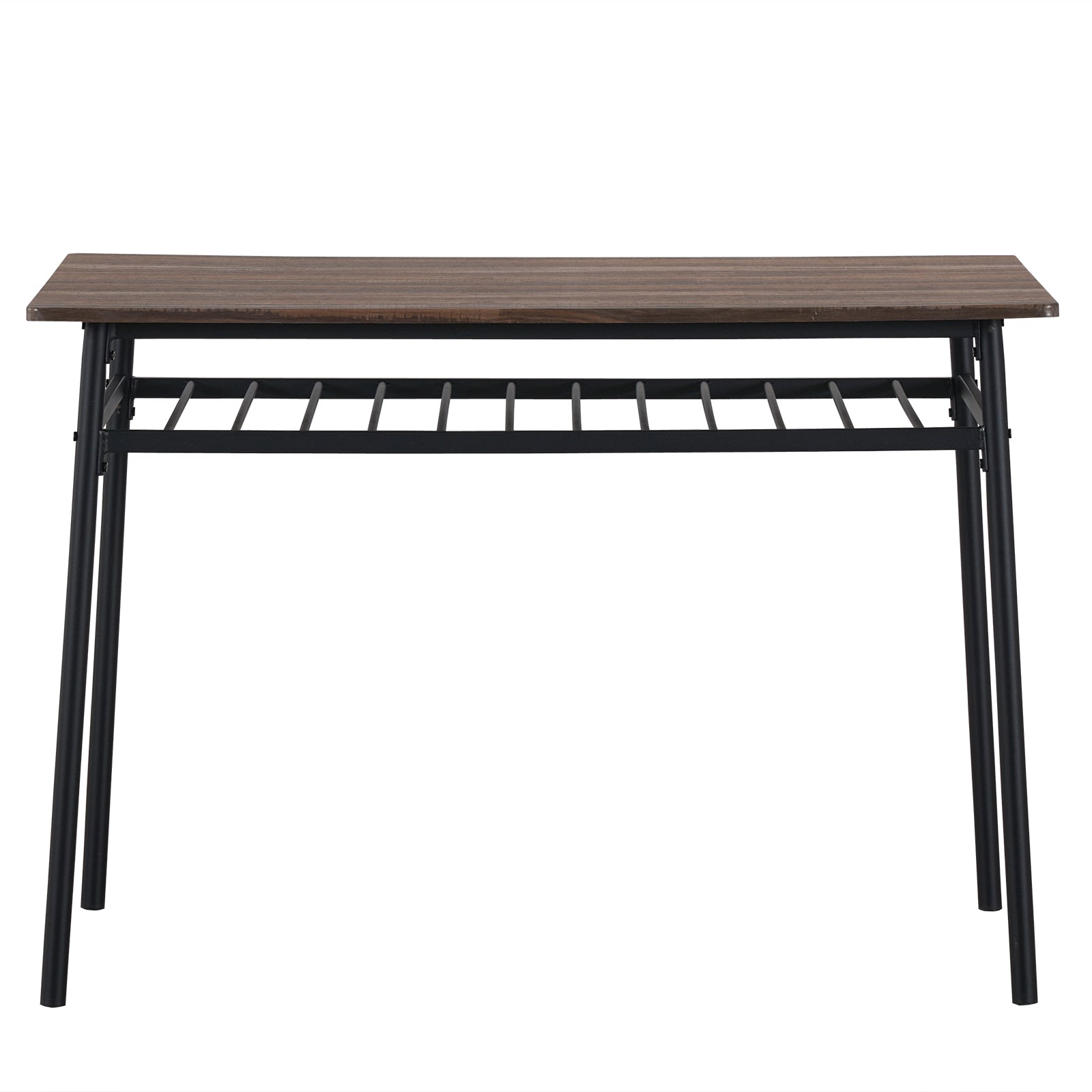 HAOYYE 6-Piece Modern Dining Set for Home Kitchen Dining Room with Storage Racks Rectangular Table Bench 4 Chairs Steel Frame