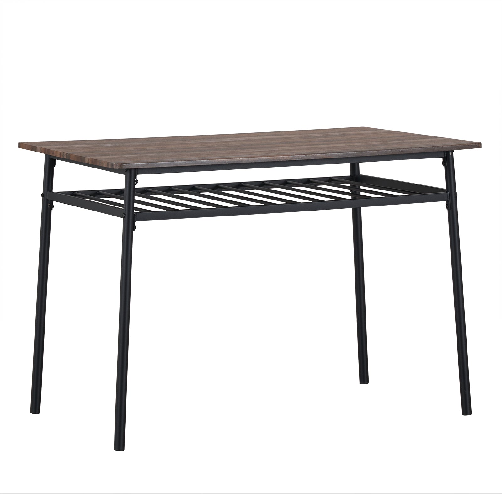 HAOYYE 6-Piece Modern Dining Set for Home Kitchen Dining Room with Storage Racks Rectangular Table Bench 4 Chairs Steel Frame