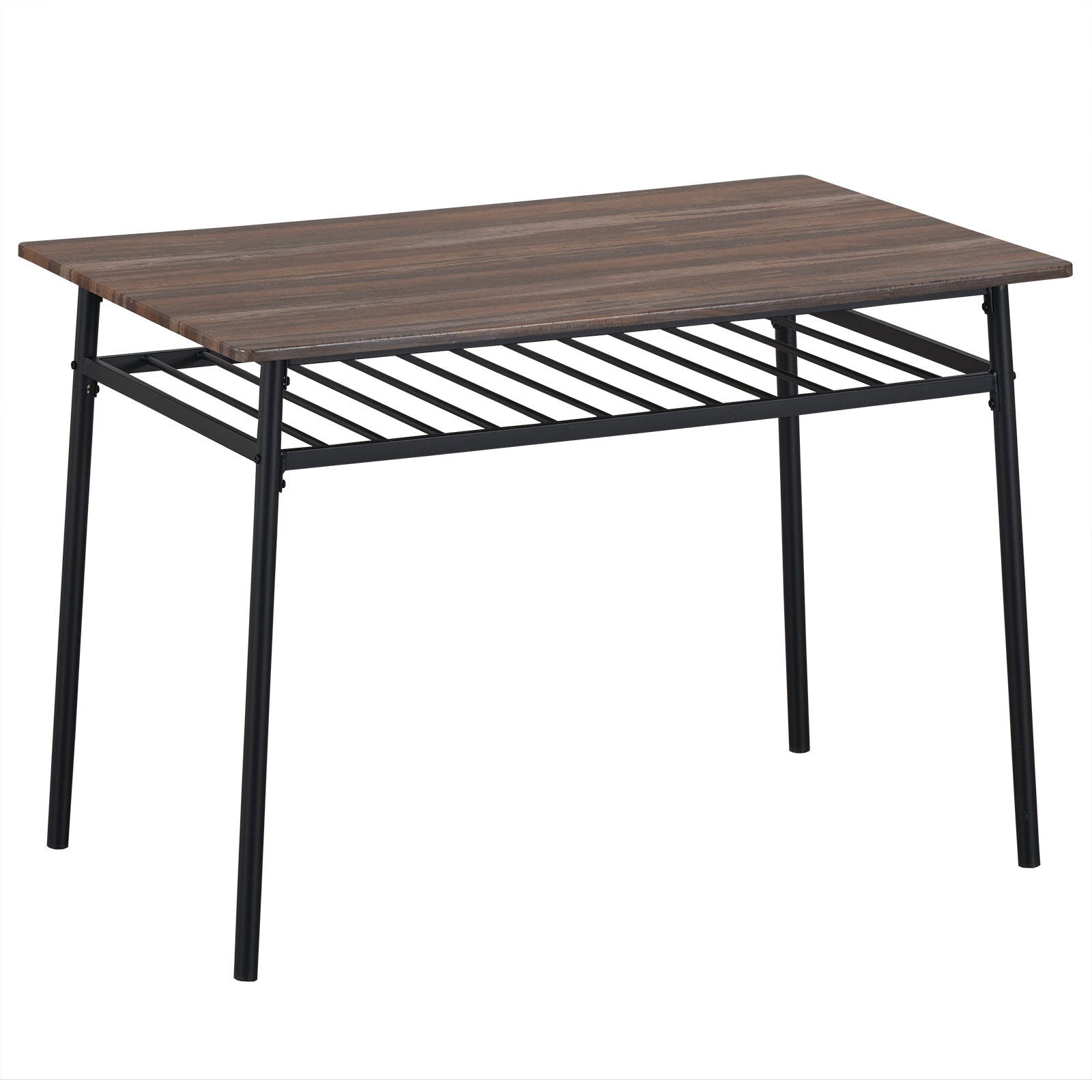 HAOYYE 6-Piece Modern Dining Set for Home Kitchen Dining Room with Storage Racks Rectangular Table Bench 4 Chairs Steel Frame