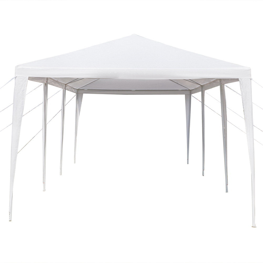 HAOYYE 10x30ft White Outdoor Party Tent Waterproof PE Canopy with Iron Frame, Stable Spiral Pipe Design for Wedding Event Market Backyard Setup