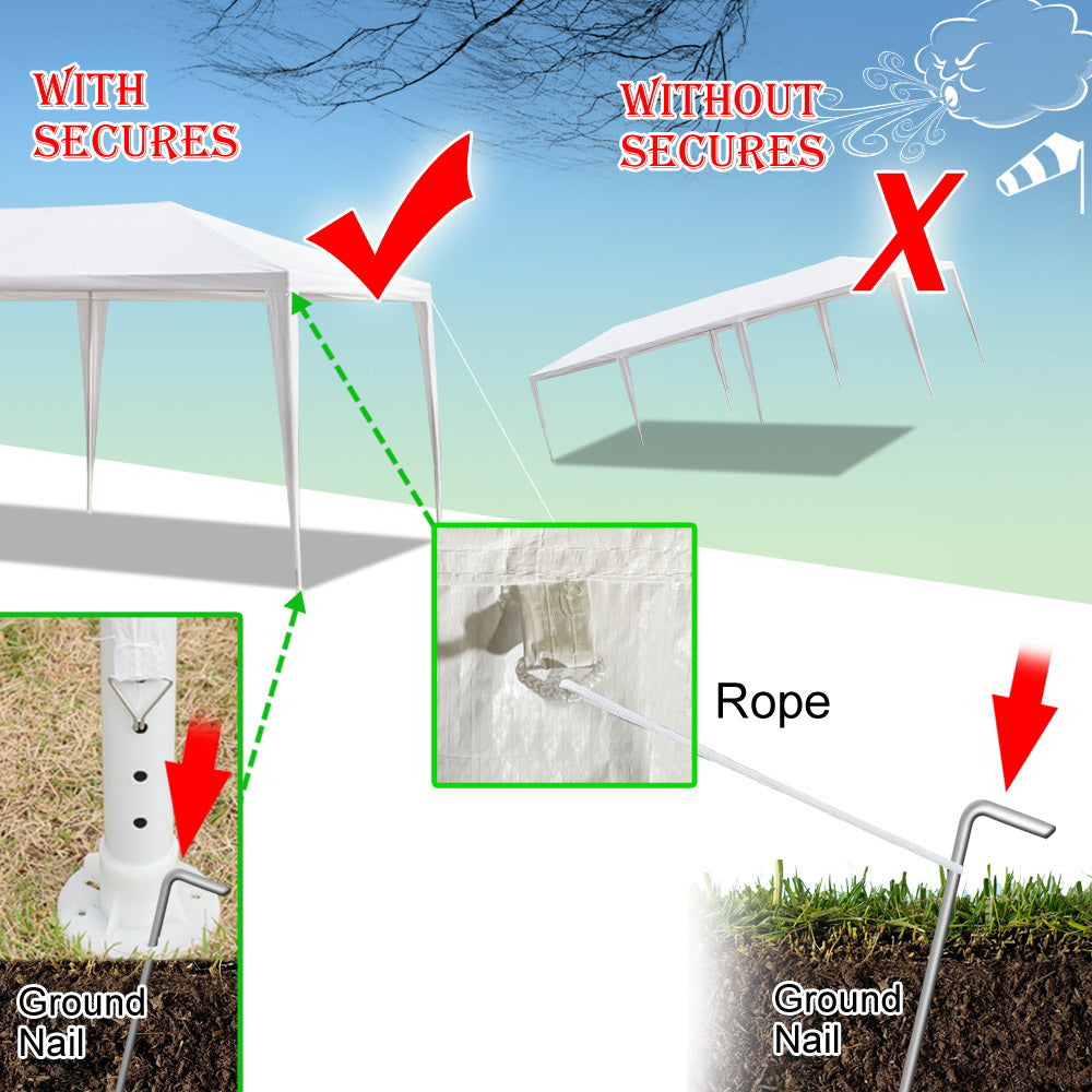 HAOYYE 10x30ft White Outdoor Party Tent Waterproof PE Canopy with Iron Frame, Stable Spiral Pipe Design for Wedding Event Market Backyard Setup