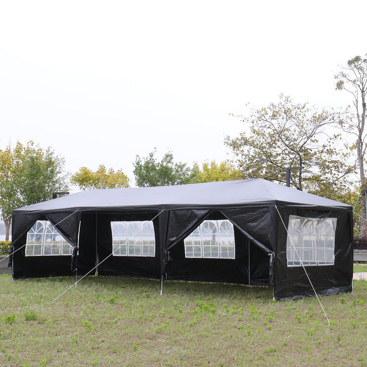 HAOYYE 10x30ft Black Outdoor Party Tent Waterproof Canopy with 8 Removable Sidewalls, Iron Frame Gazebo for Wedding Event Backyard Market