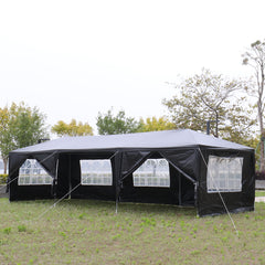 HAOYYE 10x30ft Black Outdoor Party Tent Waterproof Canopy with 8 Removable Sidewalls, Iron Frame Gazebo for Wedding Event Backyard Market
