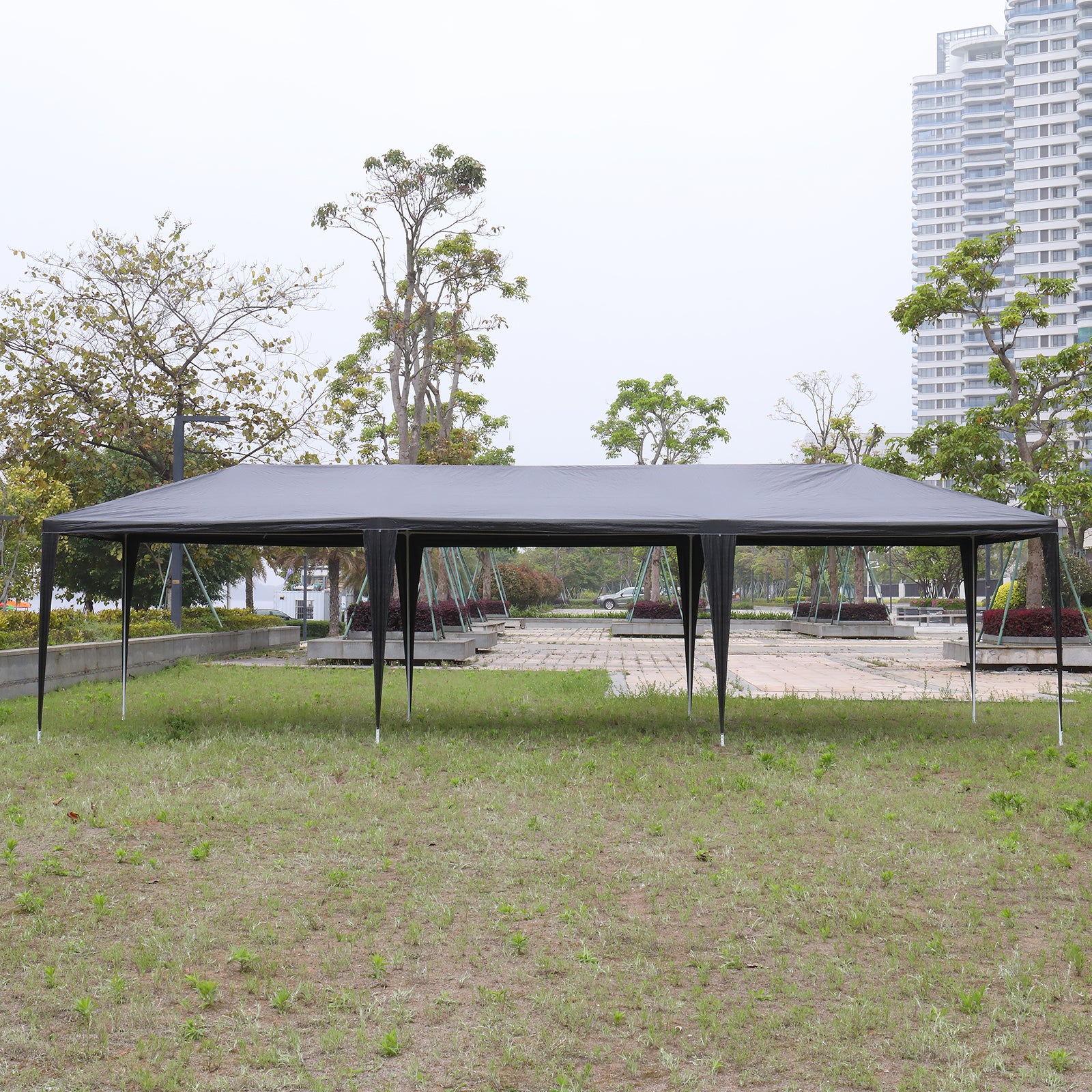 HAOYYE 10x30ft Black Outdoor Party Tent Waterproof Canopy with 8 Removable Sidewalls, Iron Frame Gazebo for Wedding Event Backyard Market
