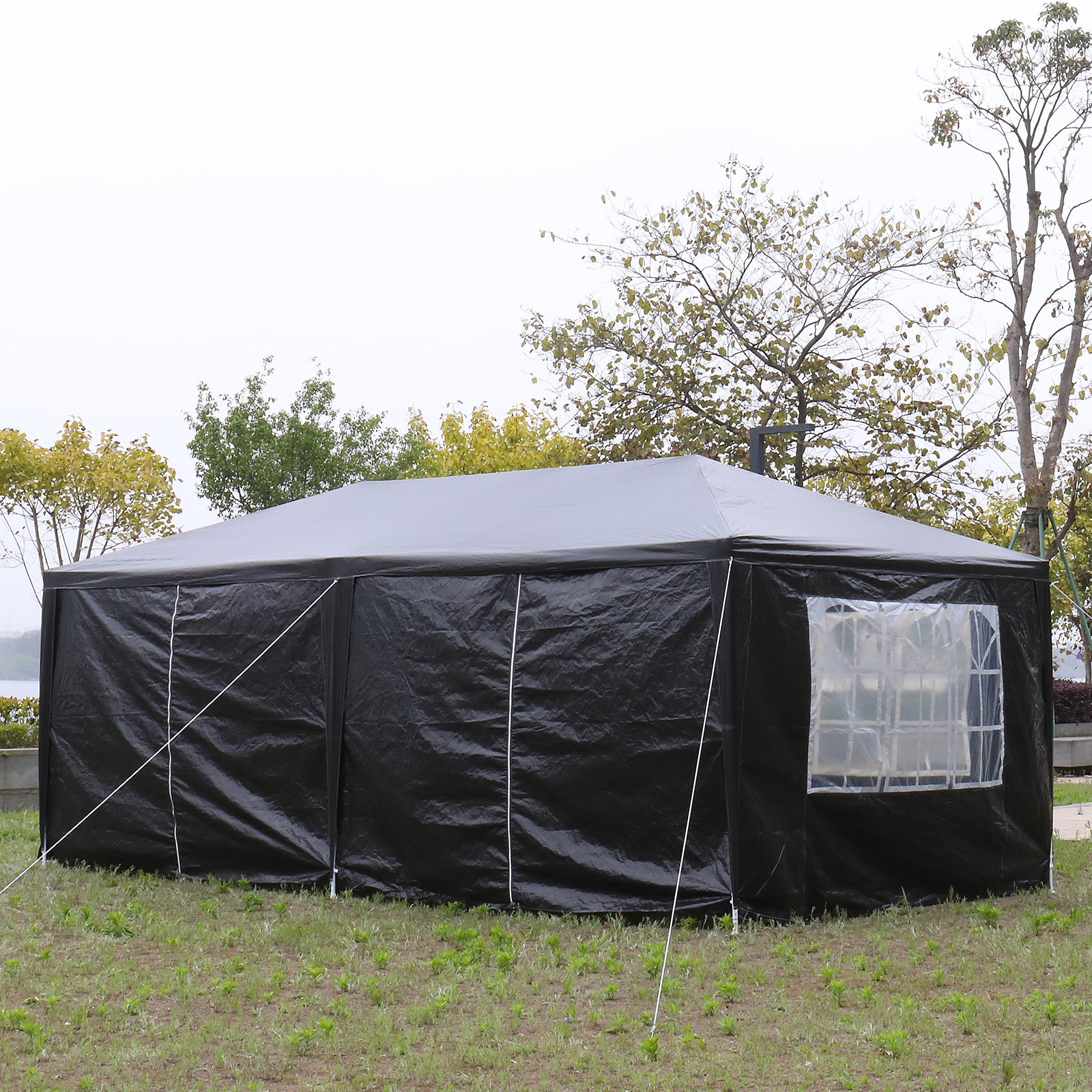 HAOYYE 10x20ft Black Outdoor Party Tent Waterproof Canopy Gazebo with 6 Removable Sidewalls and Windows, Heavy Duty Iron Frame for Wedding Event Market Backyard
