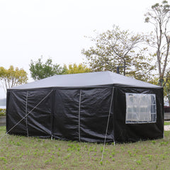 HAOYYE 10x20ft Black Outdoor Party Tent Waterproof Canopy Gazebo with 6 Removable Sidewalls and Windows, Heavy Duty Iron Frame for Wedding Event Market Backyard