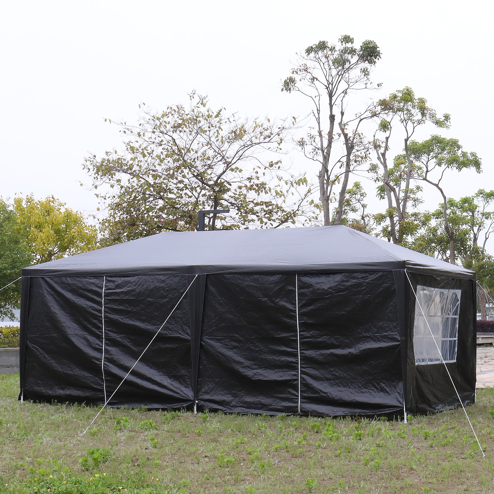 HAOYYE 10x20ft Black Outdoor Party Tent Waterproof Canopy Gazebo with 6 Removable Sidewalls and Windows, Heavy Duty Iron Frame for Wedding Event Market Backyard