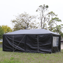 HAOYYE 10x20ft Black Outdoor Party Tent Waterproof Canopy Gazebo with 6 Removable Sidewalls and Windows, Heavy Duty Iron Frame for Wedding Event Market Backyard