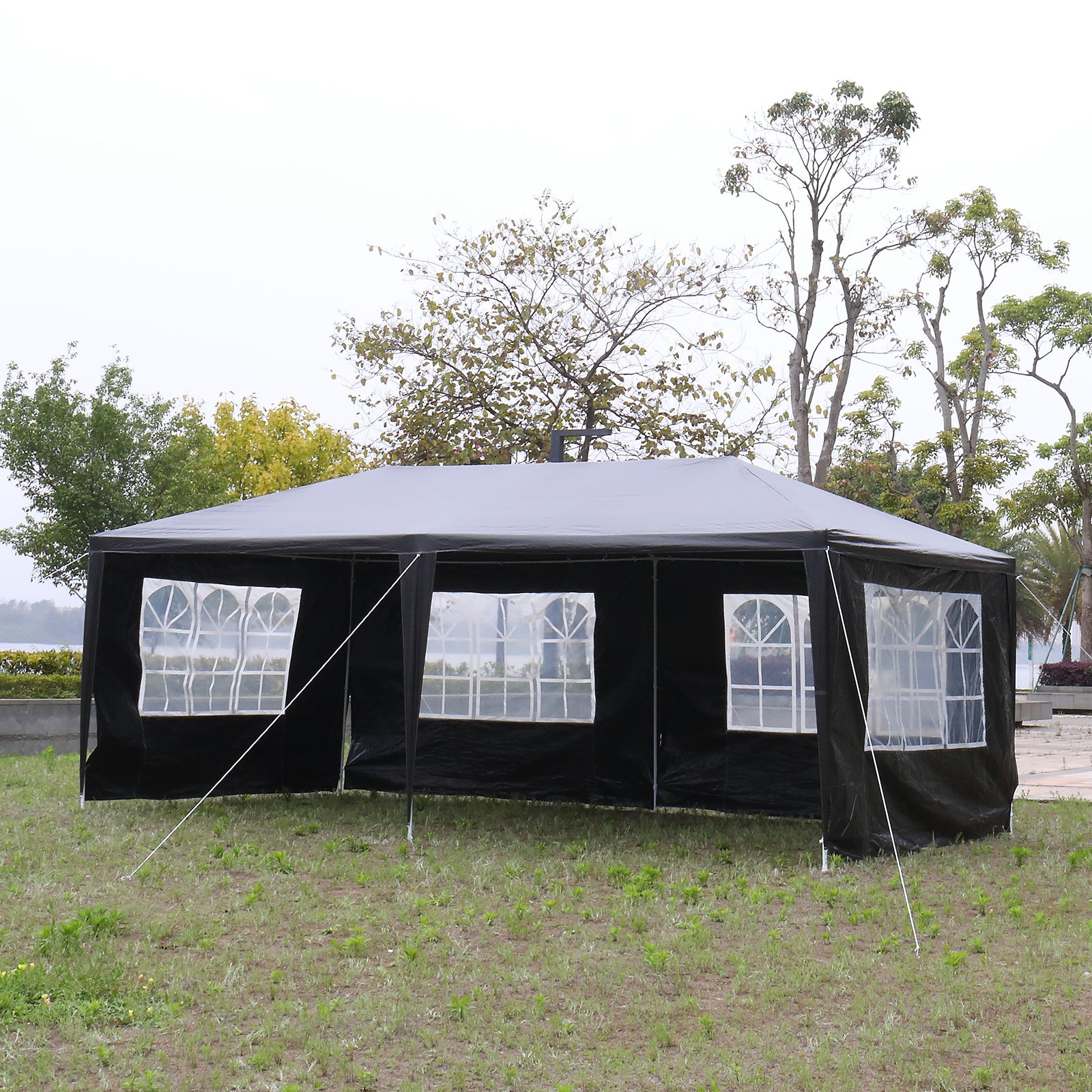 HAOYYE 10x20ft Black Outdoor Party Tent Waterproof Canopy Gazebo with 6 Removable Sidewalls and Windows, Heavy Duty Iron Frame for Wedding Event Market Backyard