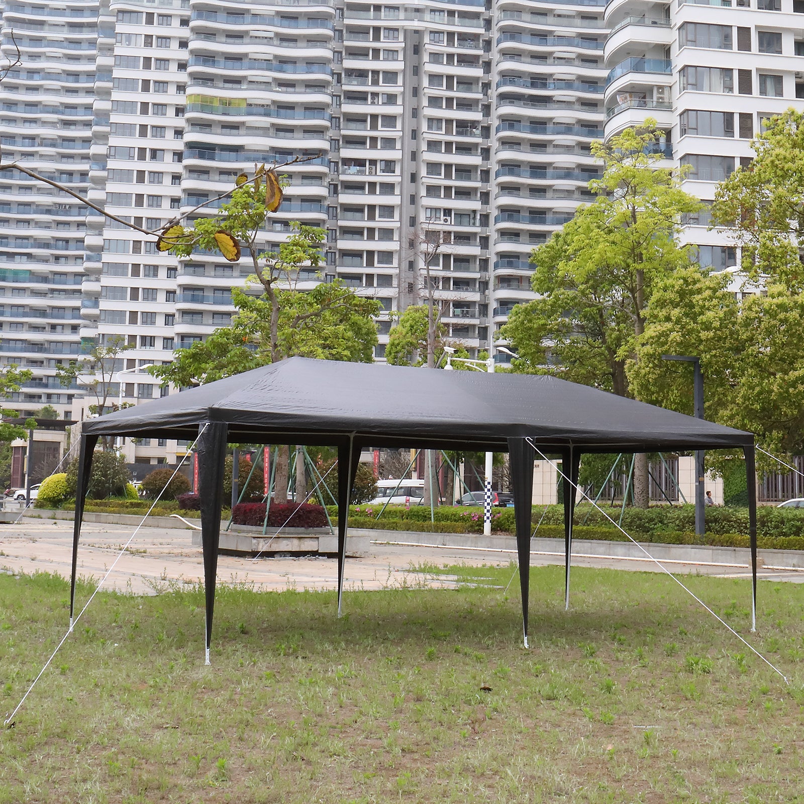 HAOYYE 10x20ft Black Outdoor Party Tent Waterproof Canopy Gazebo with 6 Removable Sidewalls and Windows, Heavy Duty Iron Frame for Wedding Event Market Backyard