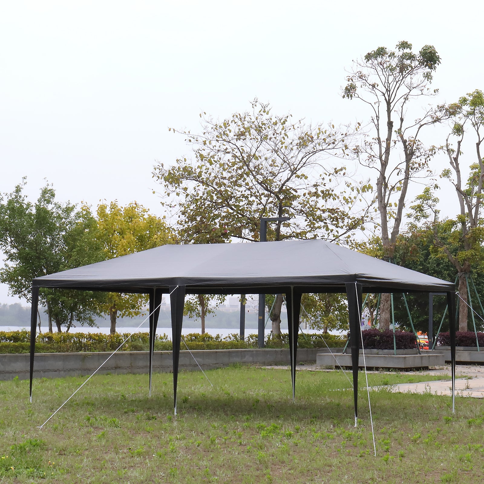 HAOYYE 10x20ft Black Outdoor Party Tent Waterproof Canopy Gazebo with 6 Removable Sidewalls and Windows, Heavy Duty Iron Frame for Wedding Event Market Backyard