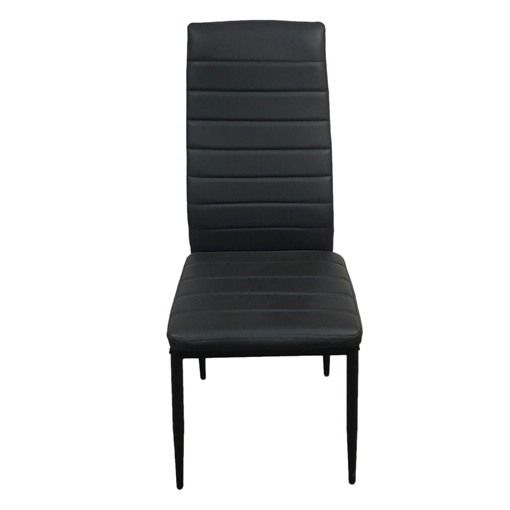 HAOYYE 4pcs Elegant Assembled Dining Chairs with Stripping Texture High Backrest and Sturdy Frame Modern Upholstered Side Chairs for Dining Room Kitchen Living Room Black Finish