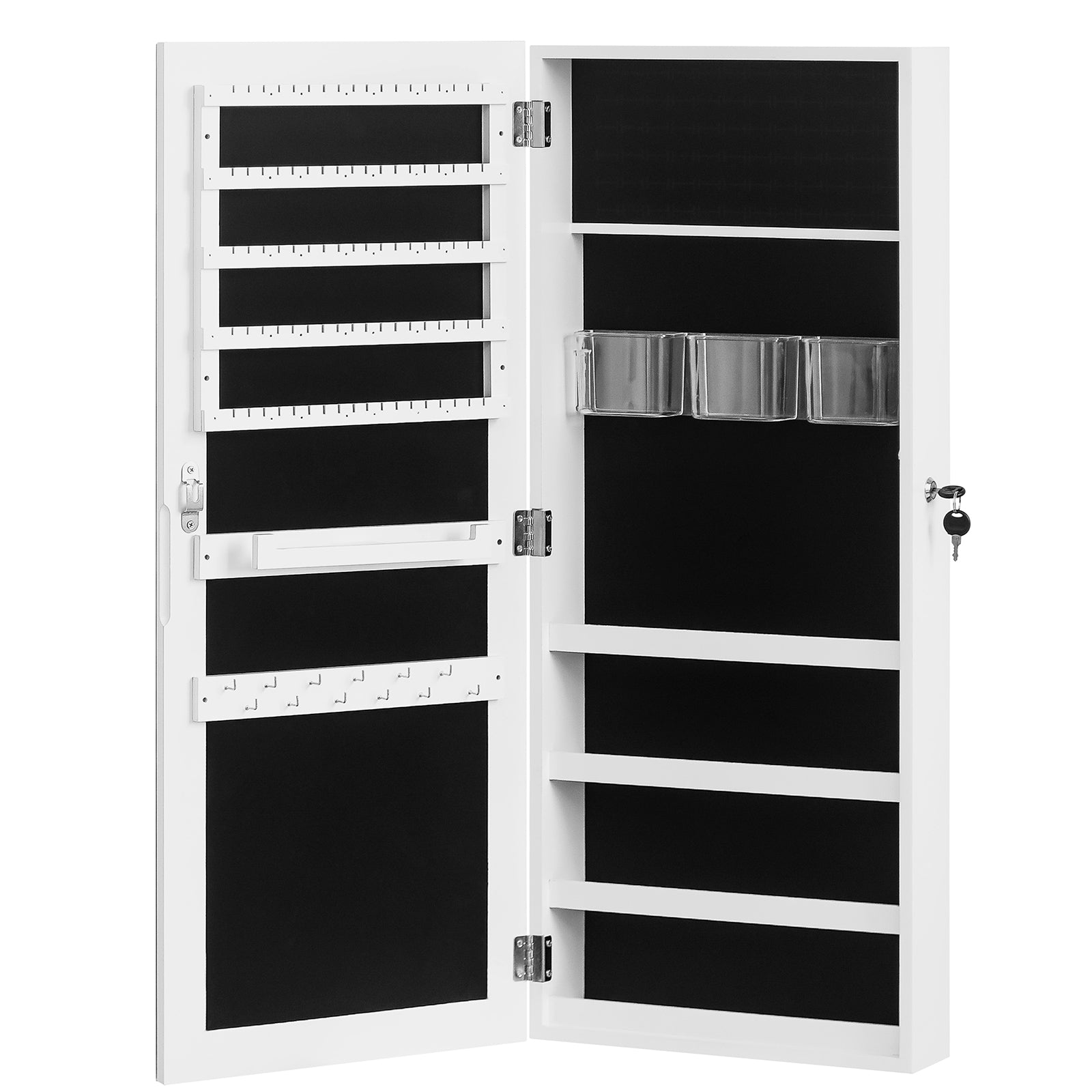 HAOYYE Full-Length PVC Film Mirror Jewelry Cabinet with Lock | Wall-Mounted Organizer with Velvet Lining | Durable Multipurpose Jewelry Storage Cabinet | Modern Space-Saving Design | Ideal for Bedroom and Dressing Room