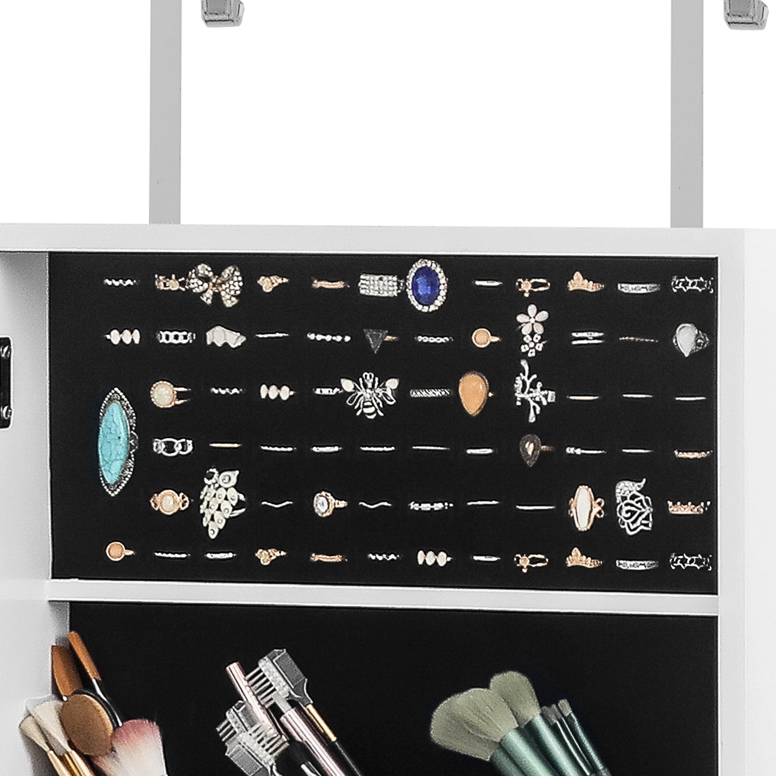 HAOYYE Full-Length PVC Film Mirror Jewelry Cabinet with Lock | Wall-Mounted Organizer with Velvet Lining | Durable Multipurpose Jewelry Storage Cabinet | Modern Space-Saving Design | Ideal for Bedroom and Dressing Room
