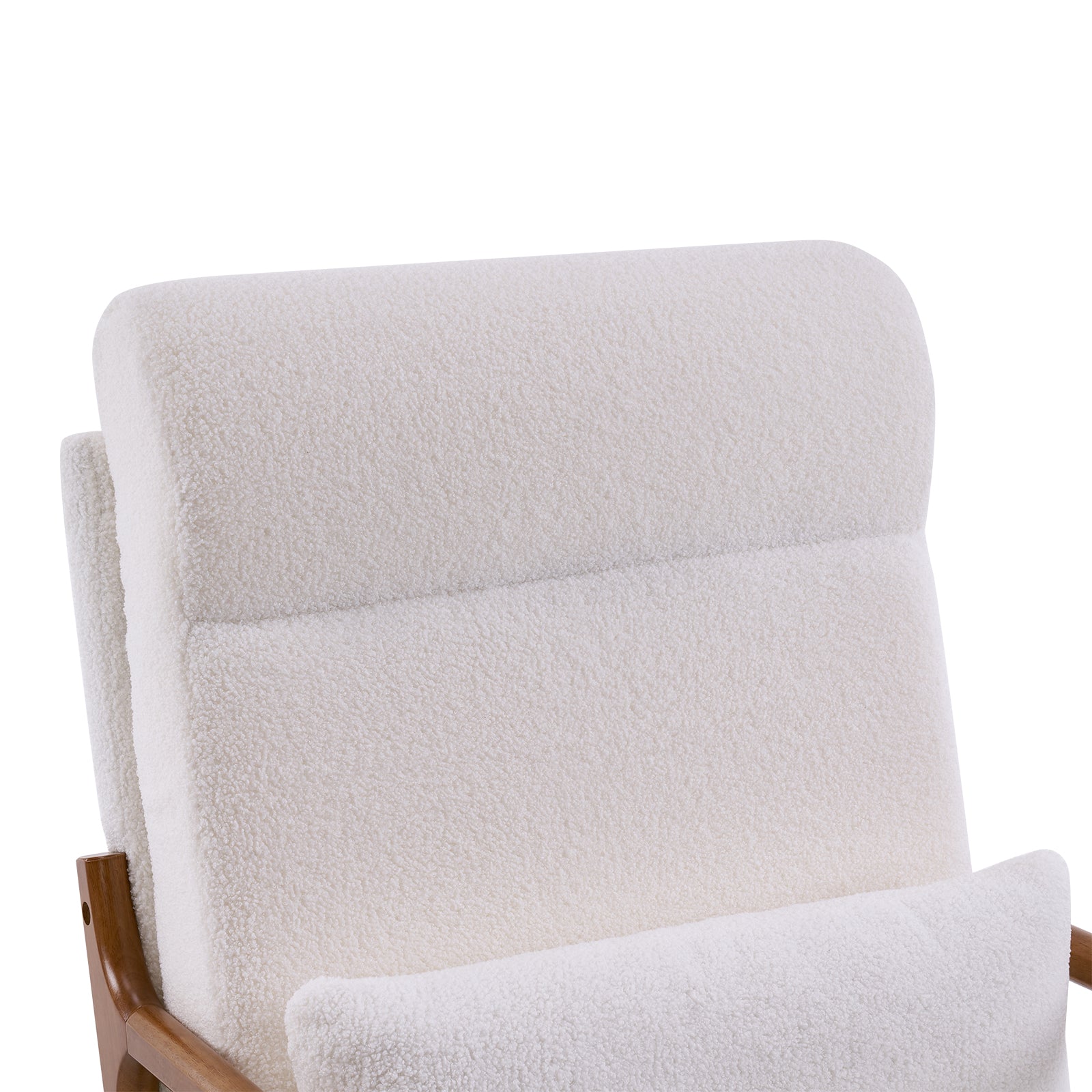 HAOYYE High Back Solid Wood Armrest Backrest Iron Frame Teddy Velvet Indoor Leisure Chair in Off-White, Soft Cozy Warm Flannel Fleece Home Decor, Luxury Comfortable Unique Design, Premium Quality Decorative Chair for Living Room
