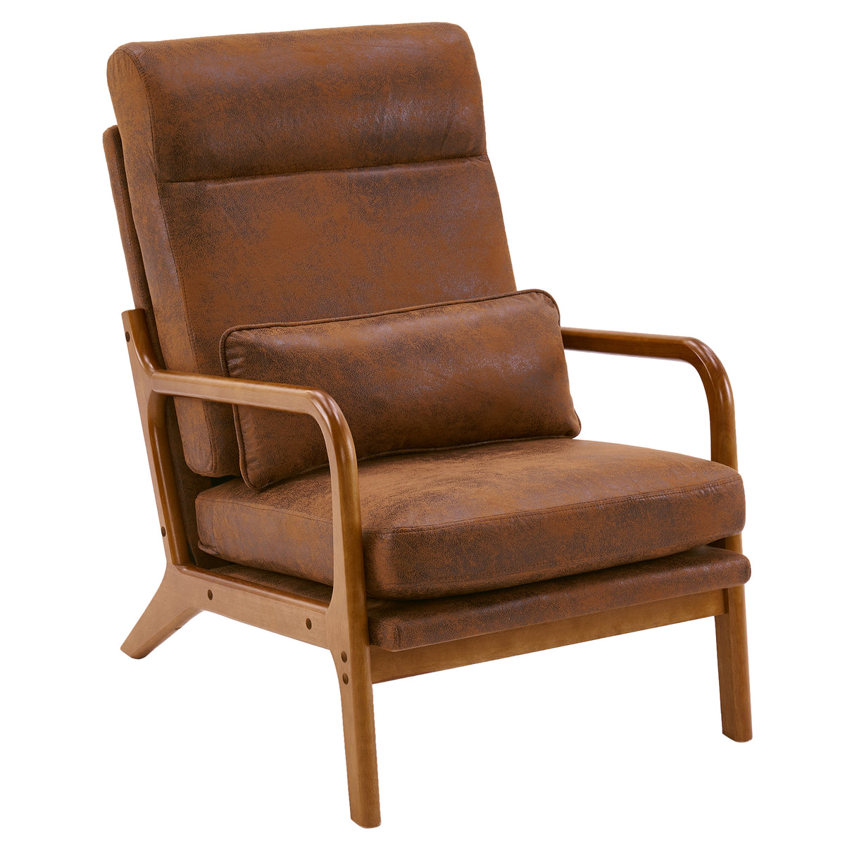 HAOYYE High-Back Solid Wood Leisure Chair, Iron Frame Bronzing Cloth, Orange Flannel Fleece, Cozy Modern Accent Chair, Luxury Comfortable Indoor Seating, Unique Home Decor, Premium Decorative Chair