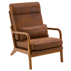 HAOYYE High-Back Solid Wood Leisure Chair, Iron Frame Bronzing Cloth, Orange Flannel Fleece, Cozy Modern Accent Chair, Luxury Comfortable Indoor Seating, Unique Home Decor, Premium Decorative Chair