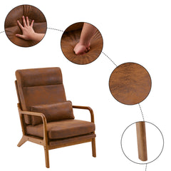 HAOYYE High-Back Solid Wood Leisure Chair, Iron Frame Bronzing Cloth, Orange Flannel Fleece, Cozy Modern Accent Chair, Luxury Comfortable Indoor Seating, Unique Home Decor, Premium Decorative Chair