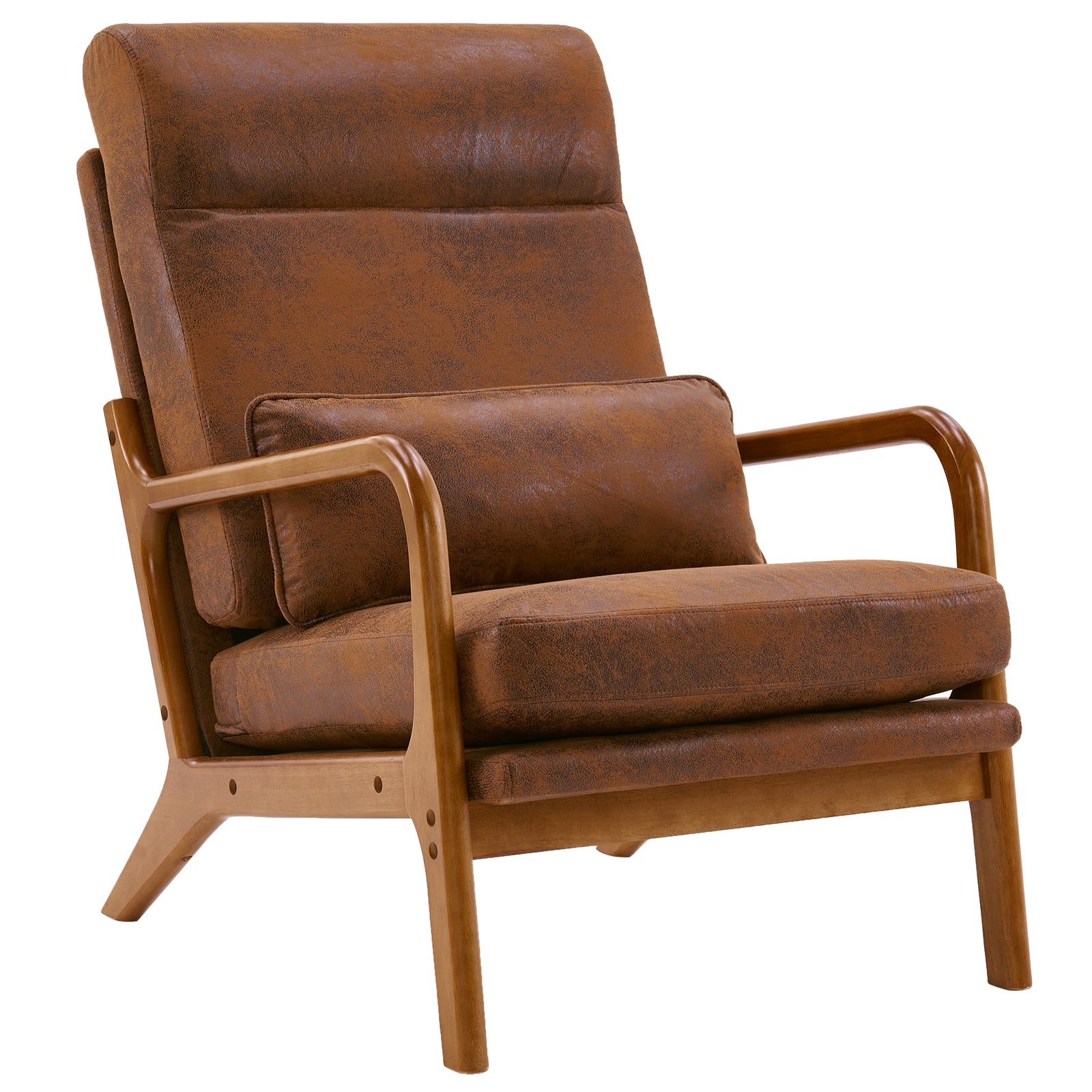 HAOYYE High-Back Solid Wood Leisure Chair, Iron Frame Bronzing Cloth, Orange Flannel Fleece, Cozy Modern Accent Chair, Luxury Comfortable Indoor Seating, Unique Home Decor, Premium Decorative Chair