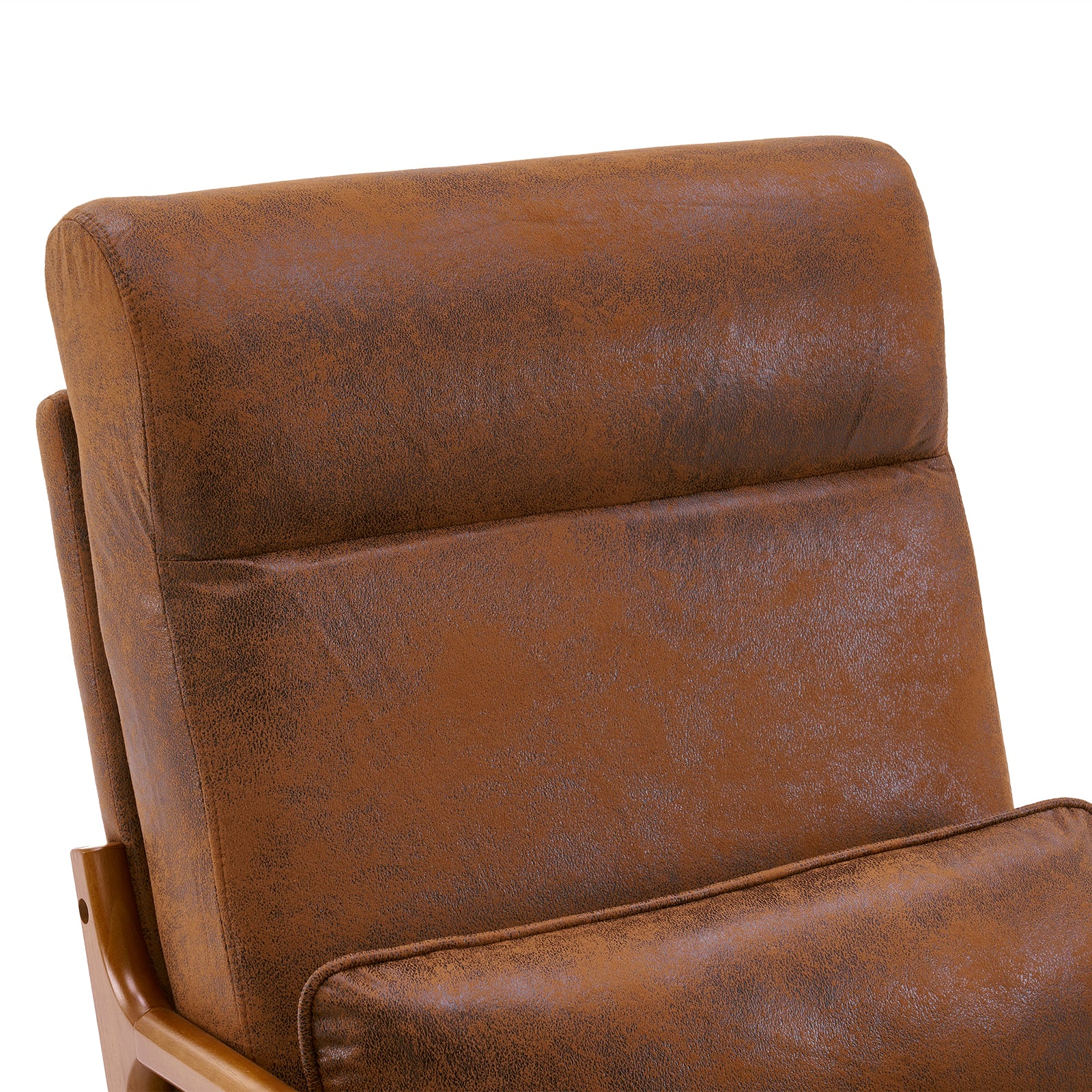 HAOYYE High-Back Solid Wood Leisure Chair, Iron Frame Bronzing Cloth, Orange Flannel Fleece, Cozy Modern Accent Chair, Luxury Comfortable Indoor Seating, Unique Home Decor, Premium Decorative Chair