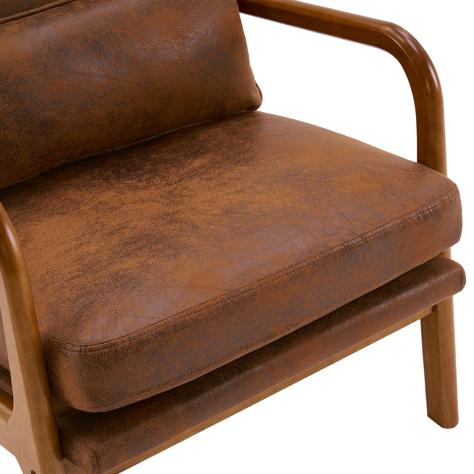 HAOYYE High-Back Solid Wood Leisure Chair, Iron Frame Bronzing Cloth, Orange Flannel Fleece, Cozy Modern Accent Chair, Luxury Comfortable Indoor Seating, Unique Home Decor, Premium Decorative Chair