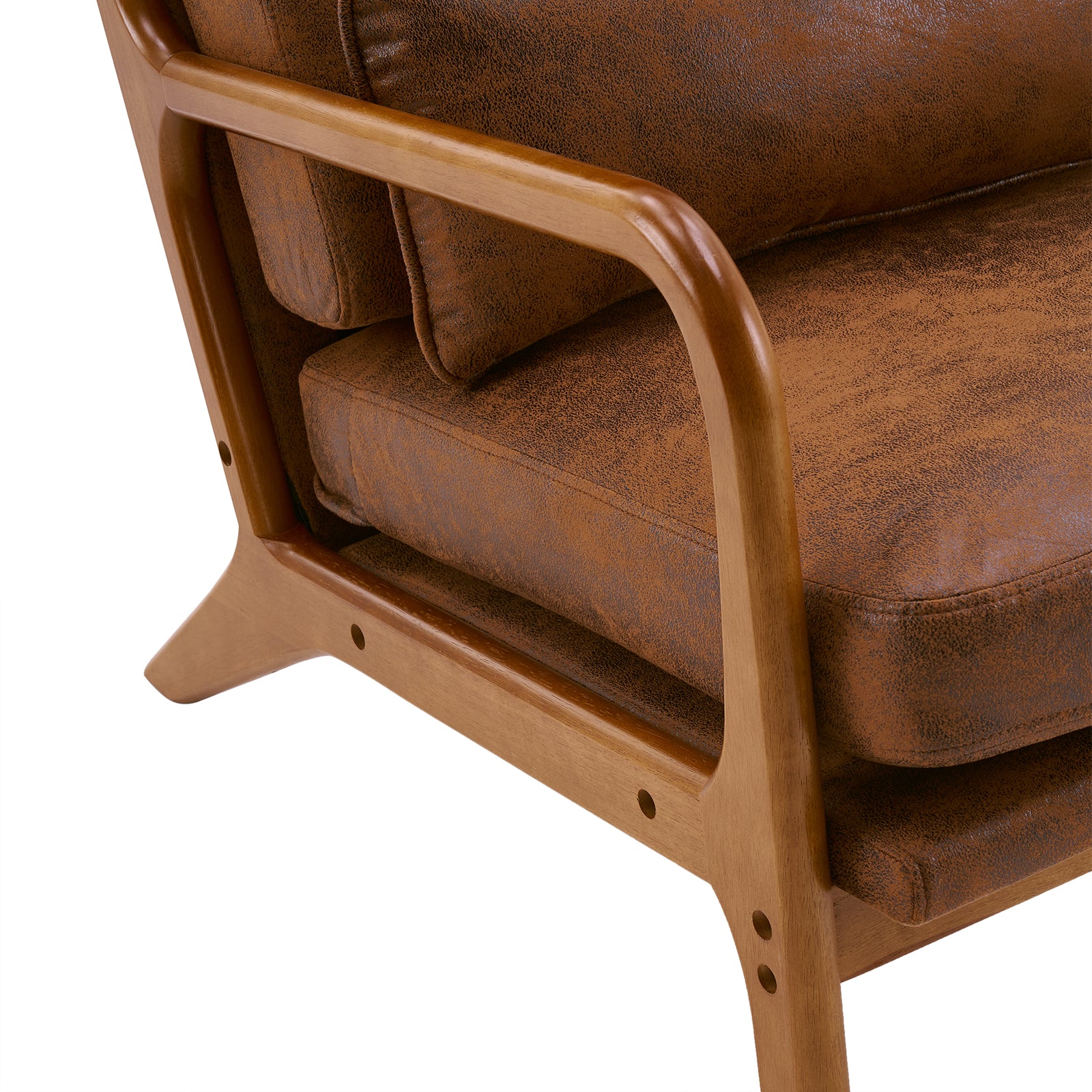 HAOYYE High-Back Solid Wood Leisure Chair, Iron Frame Bronzing Cloth, Orange Flannel Fleece, Cozy Modern Accent Chair, Luxury Comfortable Indoor Seating, Unique Home Decor, Premium Decorative Chair