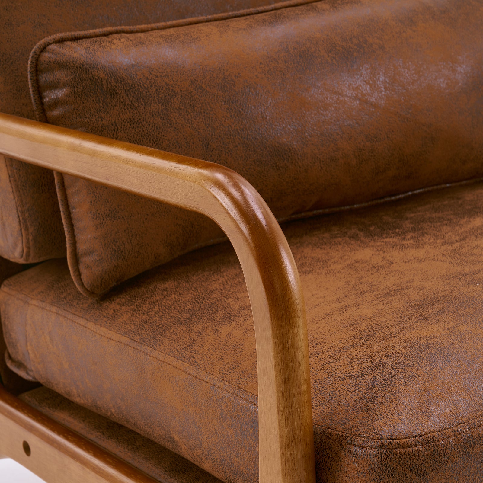 HAOYYE High-Back Solid Wood Leisure Chair, Iron Frame Bronzing Cloth, Orange Flannel Fleece, Cozy Modern Accent Chair, Luxury Comfortable Indoor Seating, Unique Home Decor, Premium Decorative Chair