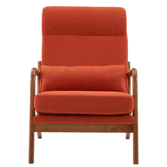 HAOYYE High Back Solid Wood Armrest Backrest Iron Frame Linen Indoor Leisure Chair in Burnt Orange, Soft Cozy Warm Flannel Fleece Home Decor, Luxury Comfortable Unique Design, Premium Quality Decorative Chair for Living Room
