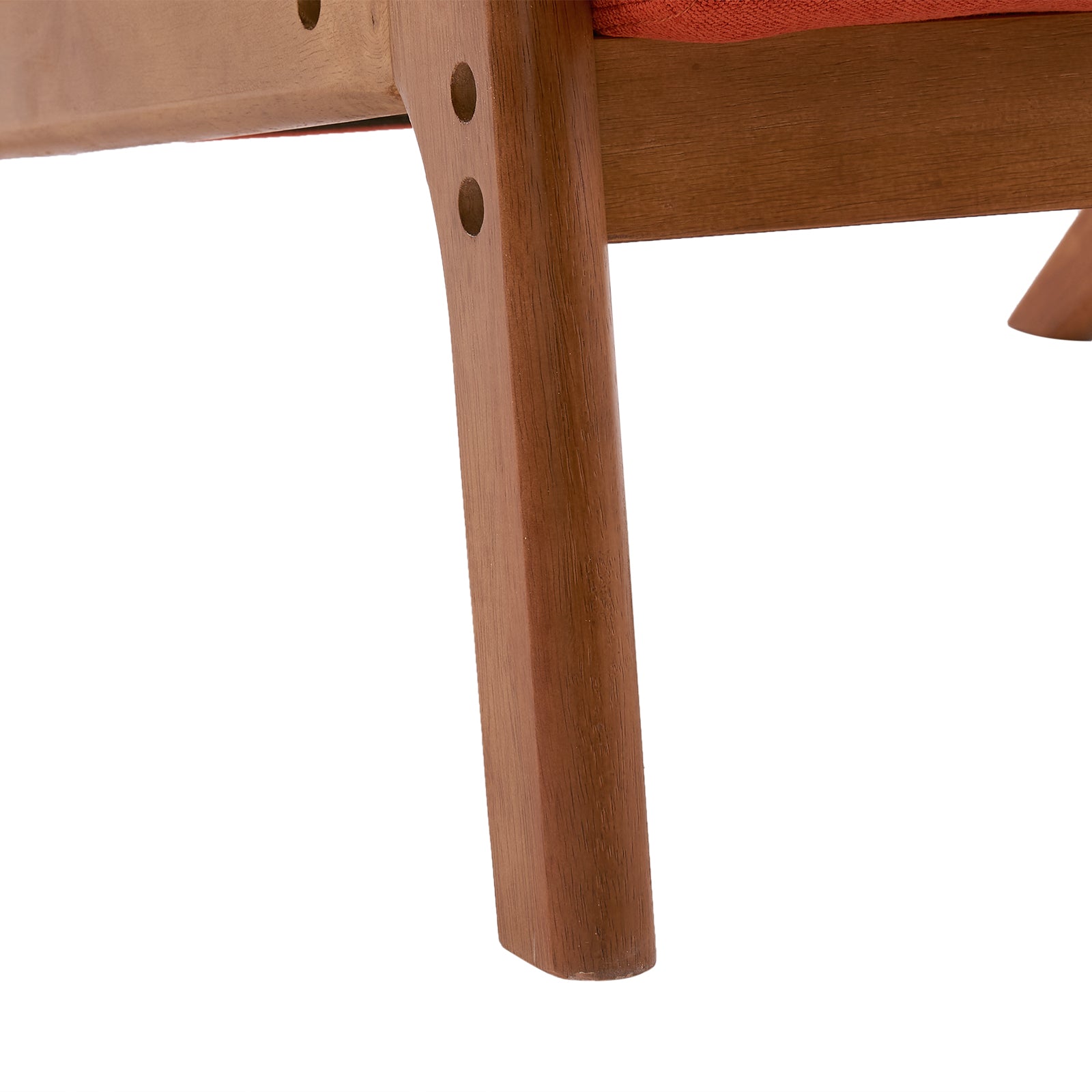 HAOYYE High Back Solid Wood Armrest Backrest Iron Frame Linen Indoor Leisure Chair in Burnt Orange, Soft Cozy Warm Flannel Fleece Home Decor, Luxury Comfortable Unique Design, Premium Quality Decorative Chair for Living Room