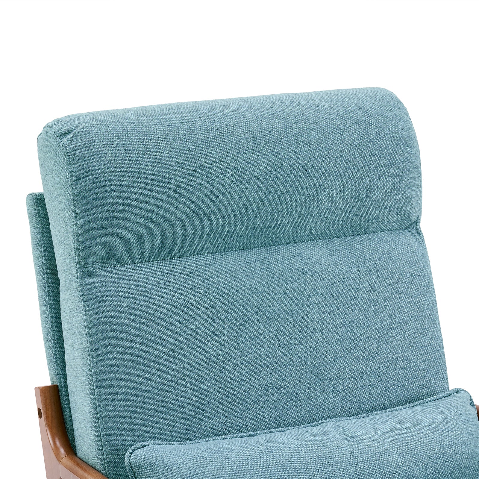 HAOYYE High Back Solid Wood Armrest Backrest Iron Frame Linen Indoor Leisure Chair Teal Soft Cozy Warm Flannel Fleece Home Decor Luxury Comfortable Unique Design Premium Quality Decorative Accent Chair for Living Room Bedroom