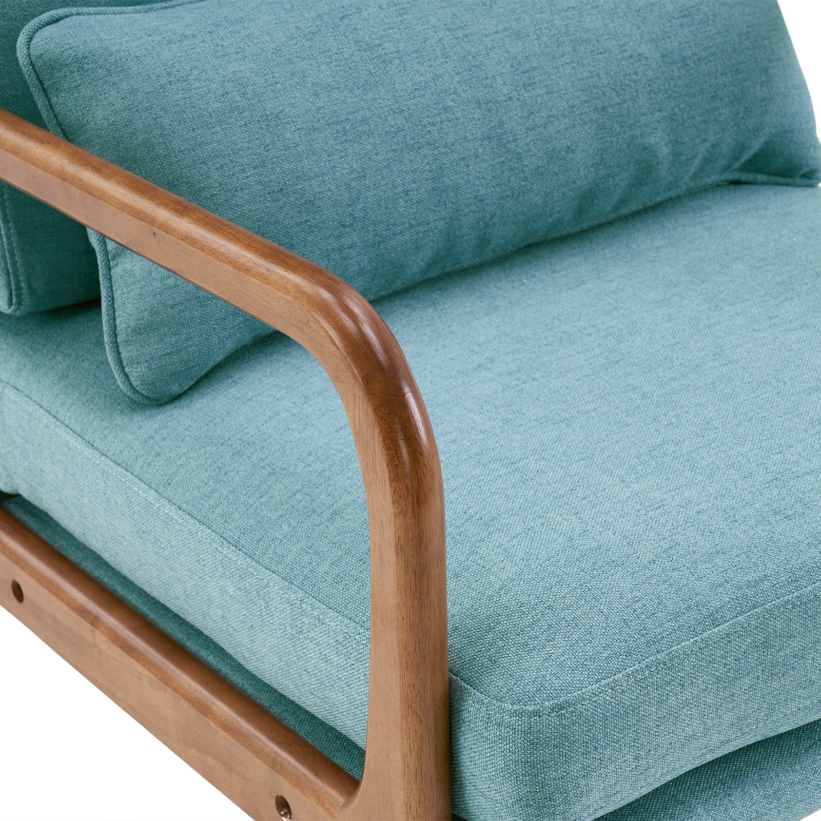 HAOYYE High Back Solid Wood Armrest Backrest Iron Frame Linen Indoor Leisure Chair Teal Soft Cozy Warm Flannel Fleece Home Decor Luxury Comfortable Unique Design Premium Quality Decorative Accent Chair for Living Room Bedroom
