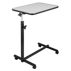 HAOYYE Multifunctional Adjustable Bedside Table with MDF and Iron, 4 Wheels with Brake, Silver Grey for Eating Writing Laptop Use