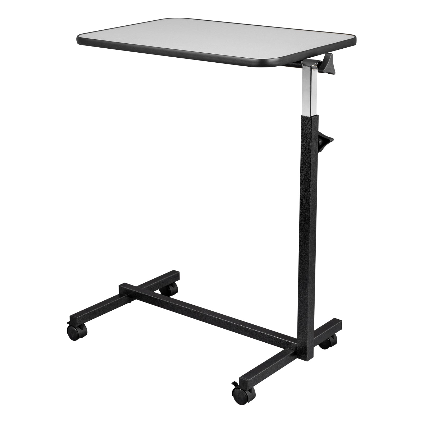HAOYYE Multifunctional Adjustable Bedside Table with MDF and Iron, 4 Wheels with Brake, Silver Grey for Eating Writing Laptop Use