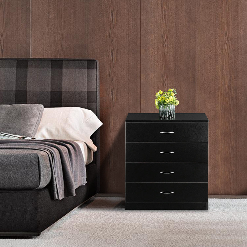 HAOYYE Modern 4-Drawer Dresser White and Black Durable Heavy-Duty Construction Multifunctional Storage Cabinet Organizer Space-Saving Stylish Design Versatile for Bedroom, Living Room, and Entryway