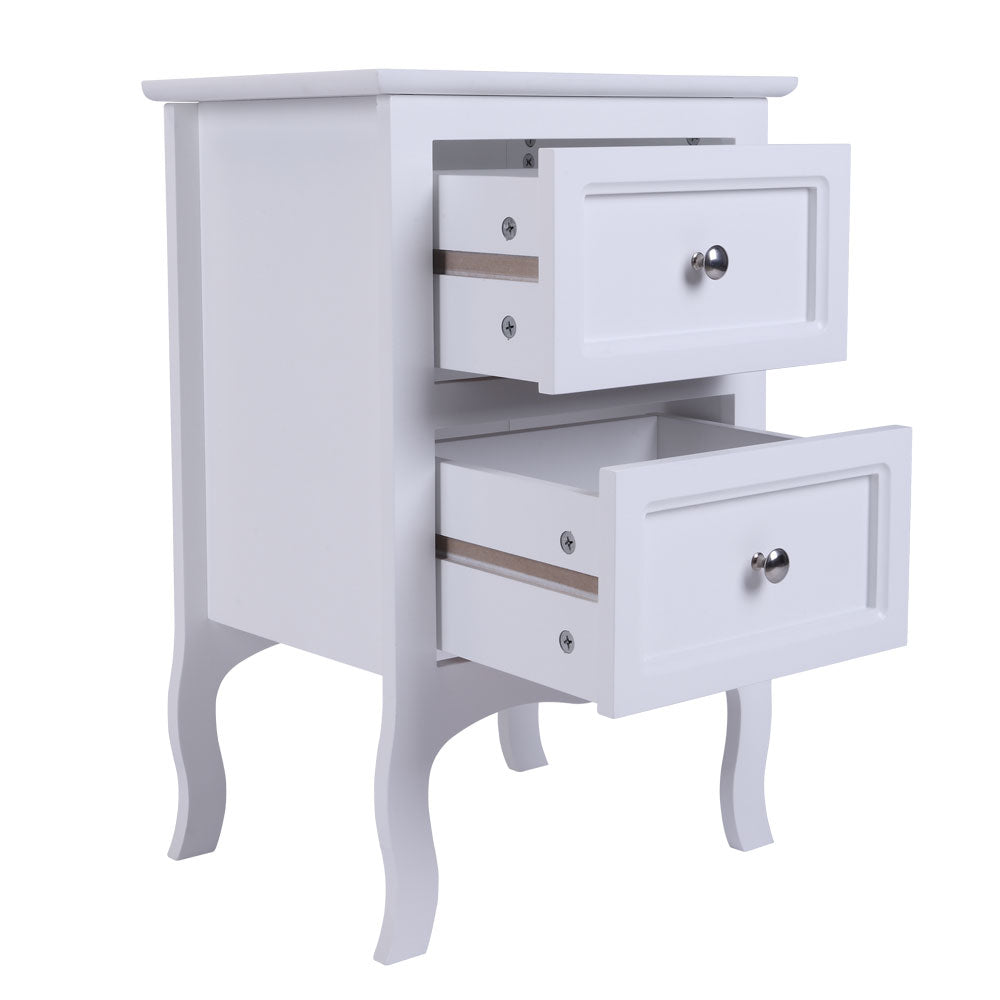 HAOYYE Country Style Two-Tier Night Table Large Size White Sturdy Design Durable Multifunctional Organizer Storage Solution Practical Stylish Space-Saving for Living Room or Bedroom